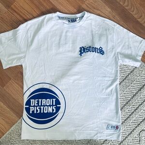 NBA Detroit Pistons White and Blue Short Sleeve Tee